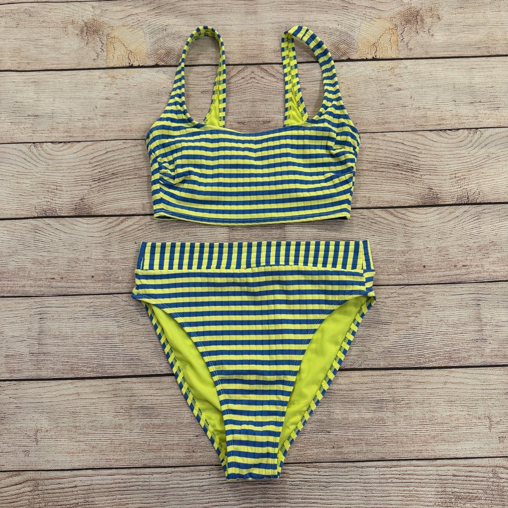 Xhillaration Neon Striped Bikini - Medium